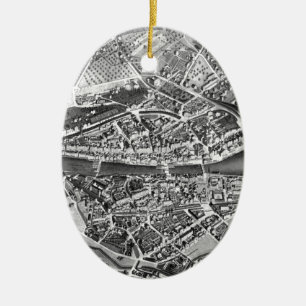 Alte Karte von Zürich Schweiz (1850) Keramik Ornament
