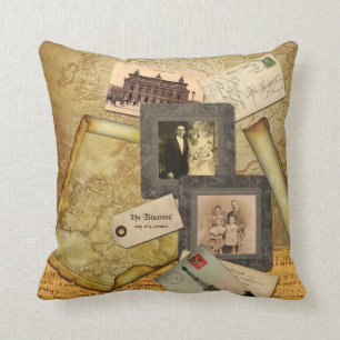 Alte Karten-Postkarten-Papier-Collagen-Vintager Kissen