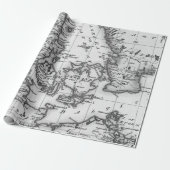 Alte Karten Schwarz-Weiß-Geschenkpapier Geschenkpapier (Ungerollt)