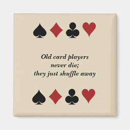 Alte Kartenspieler mit Symbolen für das Kartenspie Magnet