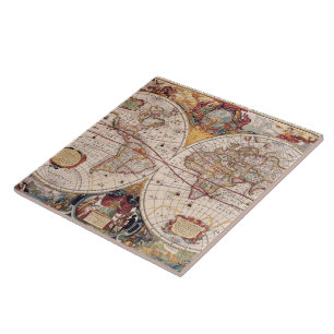 Alte Kartographische Karte Fliese