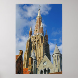 Alte Kathedrale von Brügge im sommerlichen klaren Poster