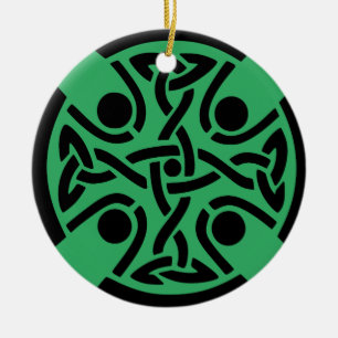 Alte keltische Kreuz-Knotenarbeit Fine Art Keramik Ornament