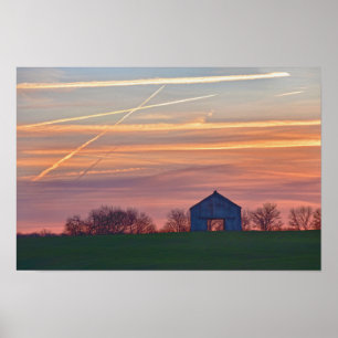 Alte Kentucky-Scheune bei Sonnenaufgang Poster