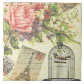 Alte Keramik mit Blumenvögeln Fliese (Vorderseite)