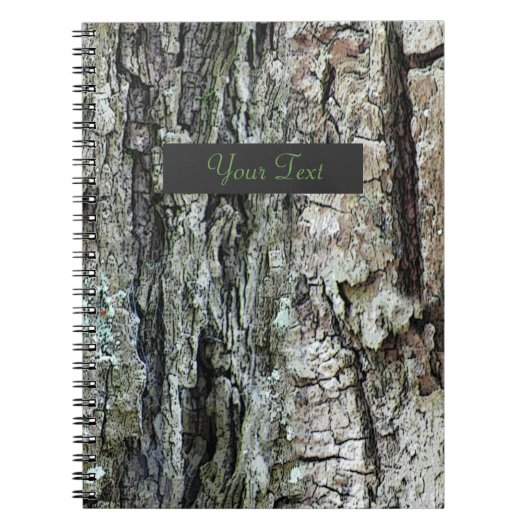 Alte Kiefern-Barke mit Textaufkleber Notizblock (Vorderseite)