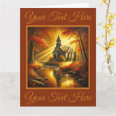 Alte Kirche in einem Herbstwald Karte (Gelbe Blume)