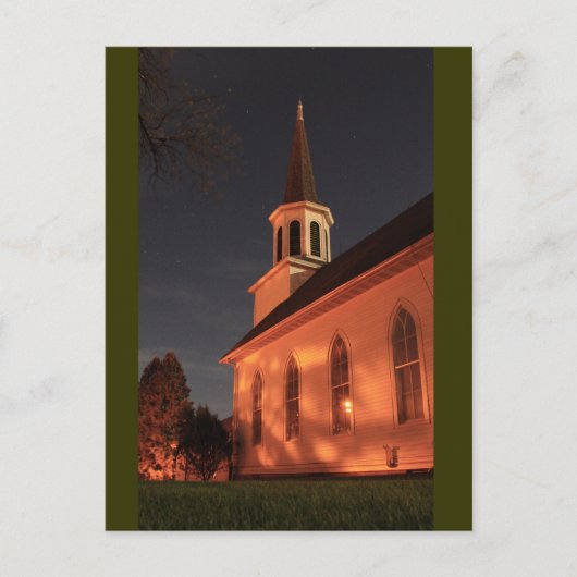 Alte Kirche nachts Postkarte (Vorderseite)