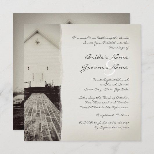 Alte Kirche Vintage Hochzeit Einladung (Vorne/Hinten)