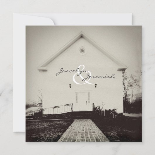 Alte Kirche Vintage Hochzeit Einladung (Rückseite)