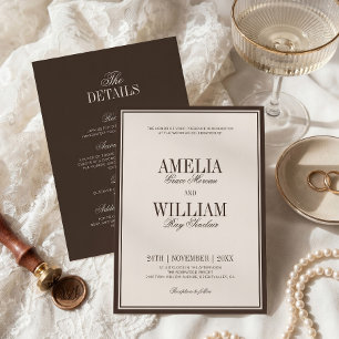Alte Klasse Zeitlos Braun Creme Hochzeit Einladung