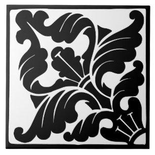 Alte Klassiker: Schwarz-Weiß-Flourish Fliese