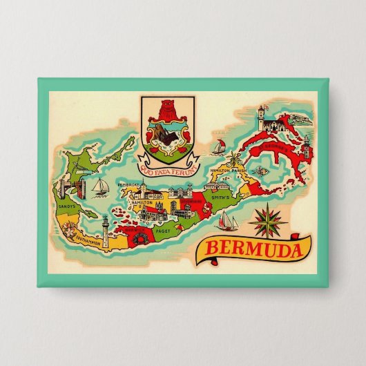 Alte Klassische Bermuda Karte Button (Vorderseite)