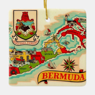 Alte klassische Bermudakarte Keramikornament
