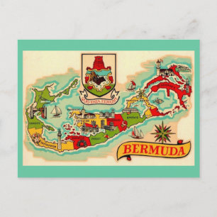 Alte klassische Bermudakarte Postkarte