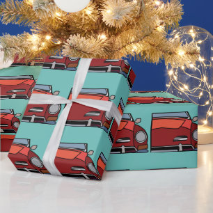 Alte klassische Vintage-Autogeburtstagsfeier Geschenkpapier