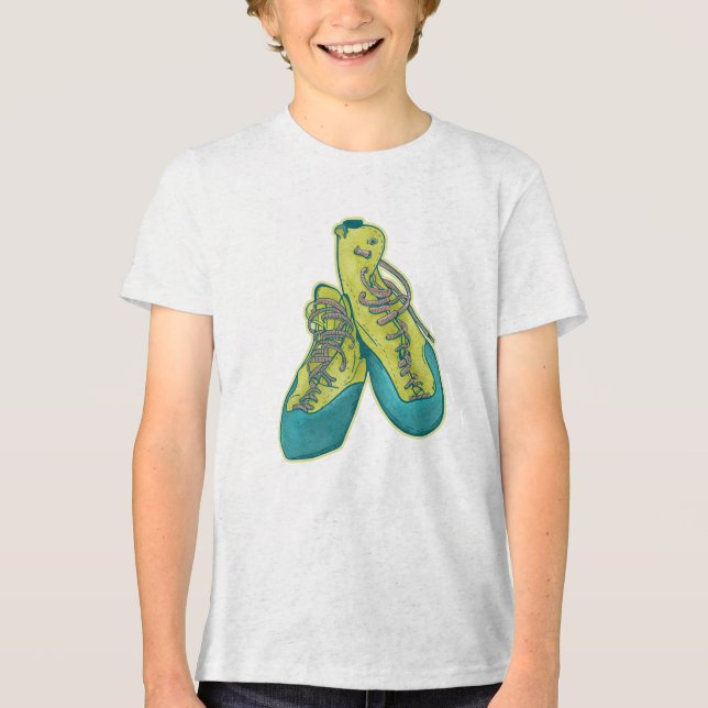 Alte Kletterschuhe Klettern Tri-Blend Shirt (Vorderseite)
