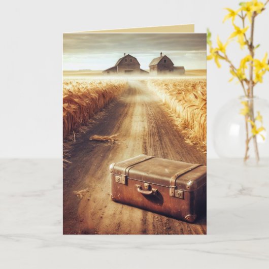 Alte Koffer auf der Straße Karte (Gelbe Blume)