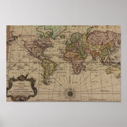 Alte Kompasskarte der Welt Poster (Vorne)