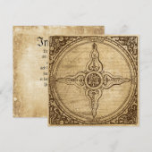 Alte Kompassrose Einladung (Vorne/Hinten)