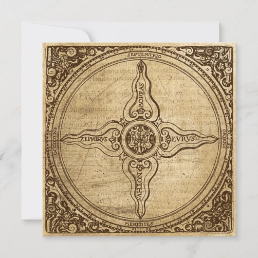 Alte Kompassrose Einladung (Vorderseite)