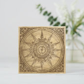 Alte Kompassrose Einladung (Stehend Vorderseite)