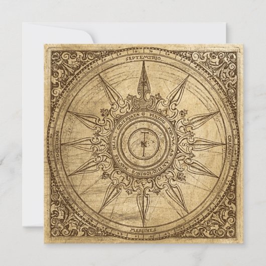 Alte Kompassrose Einladung (Vorderseite)