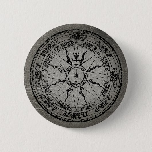 Alte Kompassrose (S/W) Button (Vorderseite)
