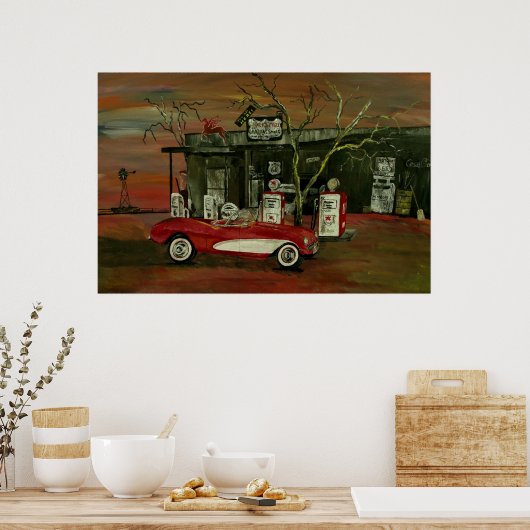 Alte konvertible Stingray Corvette Poster Print (Küche)