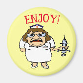 Alte Krankenschwester bennt über Magnet (Vorne)