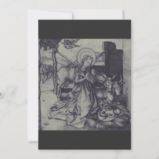 Alte Krippe-Szene og Jesus Christus Einladung (Vorderseite)