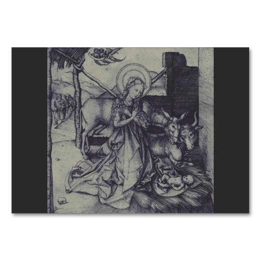 Alte Krippe-Szene og Jesus Christus Tischnummer (Vorderseite)