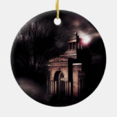 Alte Krypta im dunklen Wald Keramik Ornament (Hinten)
