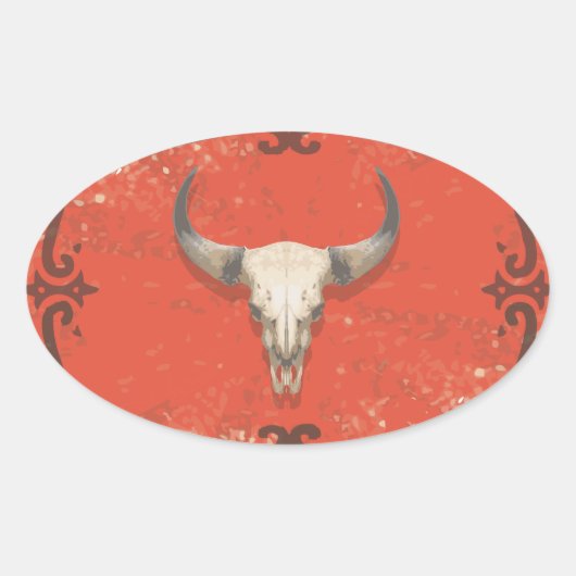 Alte Kuh Schädel-Aufkleber Ovaler Aufkleber (Vorderseite)