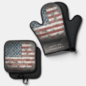 Alte lackierte Patriotische USA Flag Personalisier Ofenhandschuh & Topflappen-Set (Vorderseite/Rückseite)