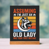 Alte Lady-Hund-Warnung Retro Acrylschild (Neutral)