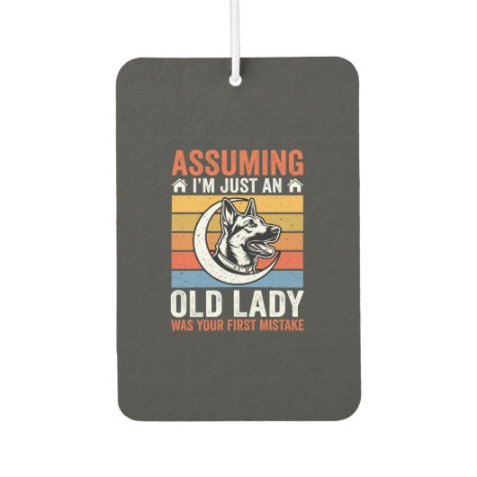 Alte Lady-Hund-Warnung Retro Autolufterfrischer (Vorderseite)