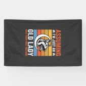 Alte Lady-Hund-Warnung Retro Banner (Horizontal)