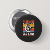 Alte Lady-Hund-Warnung Retro Button (Vorne & Hinten)