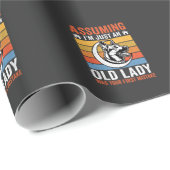 Alte Lady-Hund-Warnung Retro Geschenkpapier (Rolleneckpunkt)