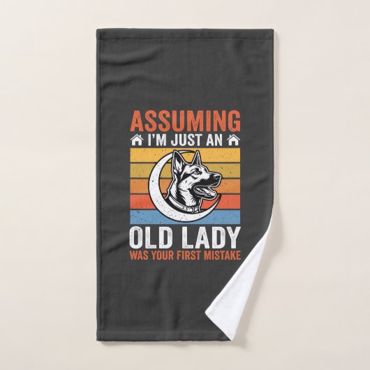 Alte Lady-Hund-Warnung Retro Handtuch (Handtuch)