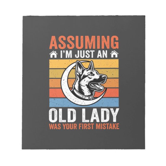 Alte Lady-Hund-Warnung Retro Notizblock (Vorderseite)