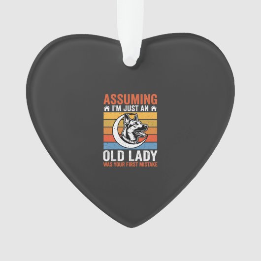 Alte Lady-Hund-Warnung Retro Ornament (Vorderseite)