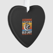 Alte Lady-Hund-Warnung Retro Ornament (Vorderseite)