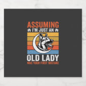 Alte Lady-Hund-Warnung Retro Schaumweinetikett (Einzelnes Label)