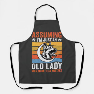 Alte Lady-Hund-Warnung Retro Schürze
