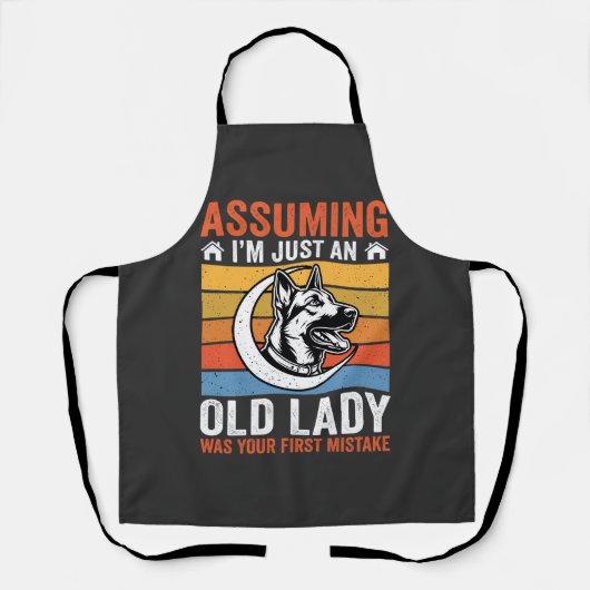Alte Lady-Hund-Warnung Retro Schürze (Vorderseite)