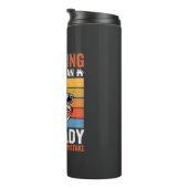 Alte Lady-Hund-Warnung Retro Thermosbecher (Nach rechts gedreht)