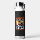 Alte Lady-Hund-Warnung Retro Trinkflasche (Vorderseite)