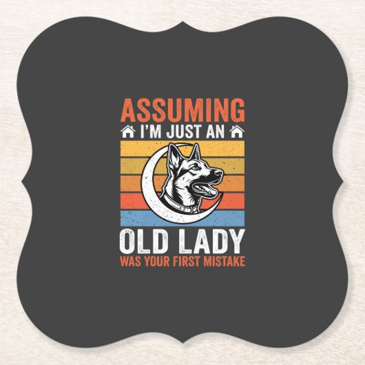 Alte Lady-Hund-Warnung Retro Untersetzer (Vorderseite)
